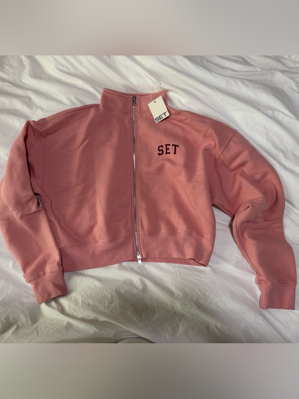 NWT Set Active Midweight Sweats Funnel Zip S